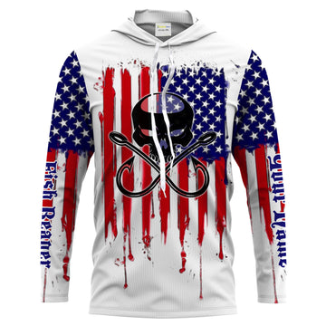 Fishing Hooks Skull Fish Reaper American Flag UV Protection, Patriotic Fishing Apparel - Personalized Gifts FSD2258