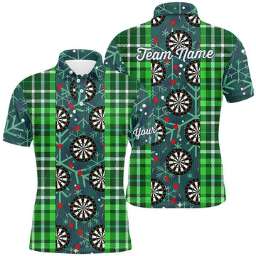 Christmas Darts Flannel Plaid Pattern Green Quarter-Zip Custom Dart