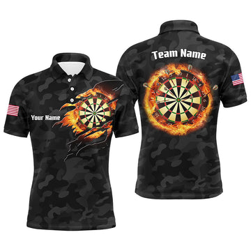 Personalized Basic Black Camo Flame Dartboard Quarter-Zip Custom Dart