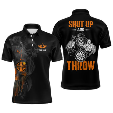 Womens Skull Darts Quarter-Zip Halloween Orange Darts Dart