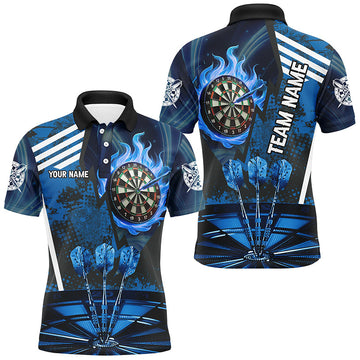 Blue Dartboard Fire Flame Hitting Target Custom Dart, Darts League Team