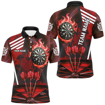 Red Dartboard Fire Flame Hitting Target Custom Dart, Darts League Team