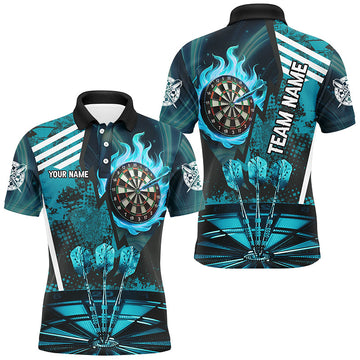 Turquoise Dartboard Fire Flame Hitting Target Custom Dart, Darts League Team