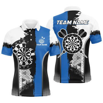 Personalized Black Blue Grunge Style Dart Men Quarter-Zip Custom Darts Team