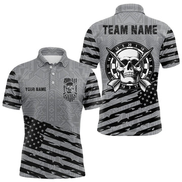 Personalized Grey US Flag Skull Dart Custom Patriotic Cool Dart Team
