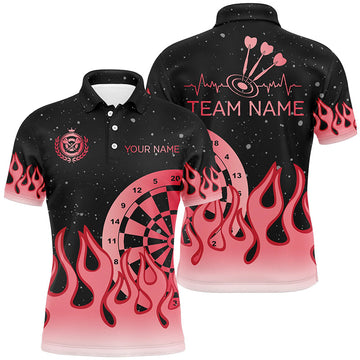 Red Dartboard Fire Flame Men Darts and Quarter-Zip Custom Team Darts Gifts