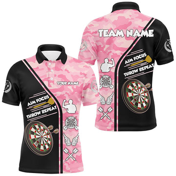 Aim Focus Throw Repeat Custom Pink Camouflage Darts, Funny Saying Dart