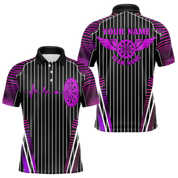 Neon Pink Dartboard Pulse Heartbeat Custom Men Dart, Funny Wings Cool Dart Team