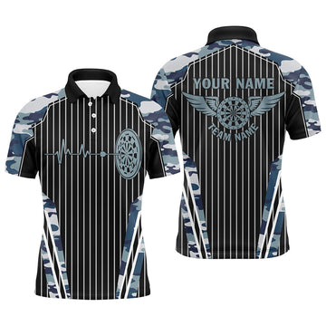 Blue Camo Dartboard Pulse Heartbeat Custom Men Dart, Funny Wings Cool Dart Team