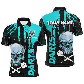 Turquoise Grunge Custom Skull Dart, Scary Darts, Darts League Team