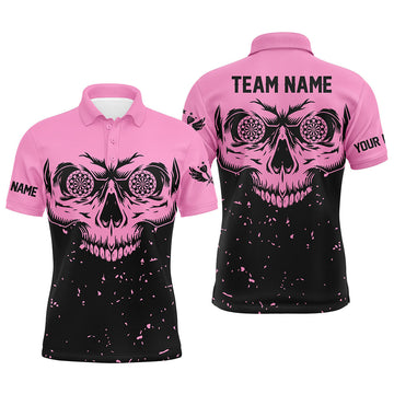 Customized Grunge Pink Black Skull Darts Men and Quarter-Zip, Team League Darts