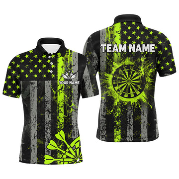 Custom Green Neon Grunge US Flag Patriotic Dart, Retro Darts Board Darts Team