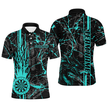 Turquoise Grunge Dart, Fire Flame Dart Board Custom Name Dragon Darts League
