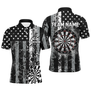 Custom Black Grunge US Flag Patriotic Dart, Retro Darts Board Smoke Dart Team
