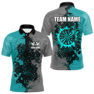 Personalized Darts Paint Turquoise And Grey Dart Custom Grunge Dart Team