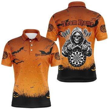 Orange Halloween Spook Night Custom Men Dart, Scary Death Skeleton Halloween Darts Gift