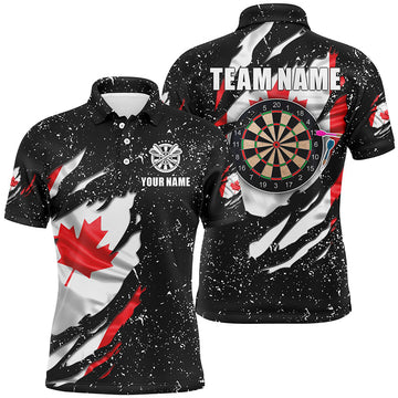 Grunge Canada Flag Dartboard and Quarter-Zip Custom Patriotic Darts Attire