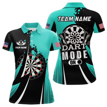 Personalized Turquoise Dart Mode On Men and Quarter-Zip Custom Darts Team