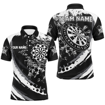 Custom Grunge Black Darts Flame Men and Quarter-Zip, Retro Darts Team