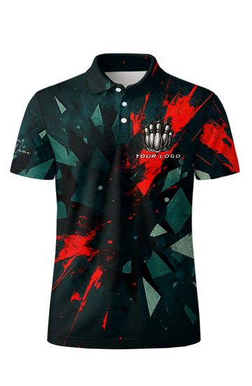 Explosive Geometric Crimson Impact Bowling Jersey