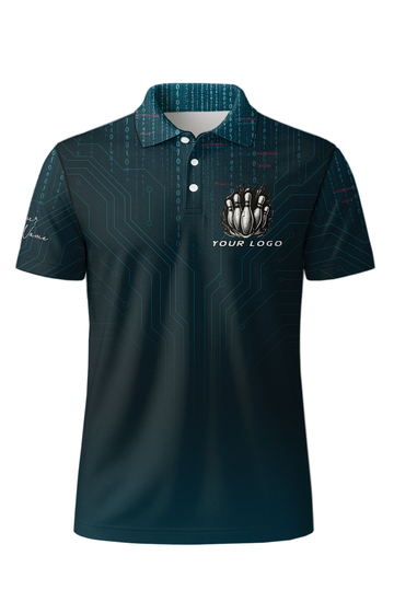 Digital Circuit Matrix Rain Bowling Jersey