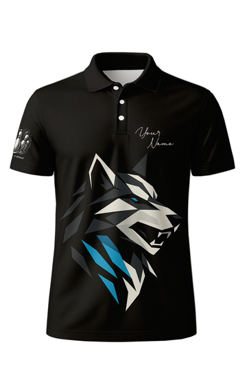Geometric Wolf Dark Stealth Bowling Jersey