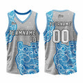 Custom Gray Blue Basketball Jersey Uniform Suit Printed Your Logo Name Number