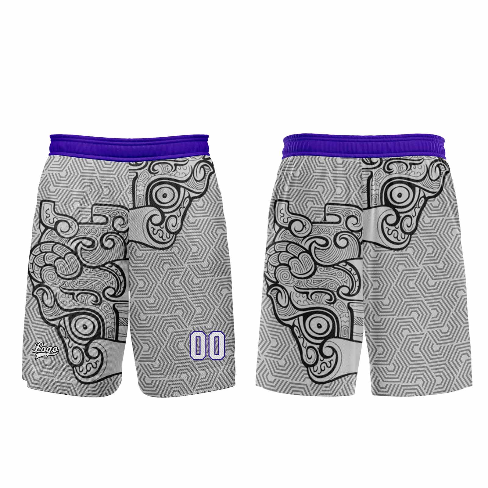 Custom Gray Purple Basketball Jersey Uniform Suit Printed Your Logo Name Number