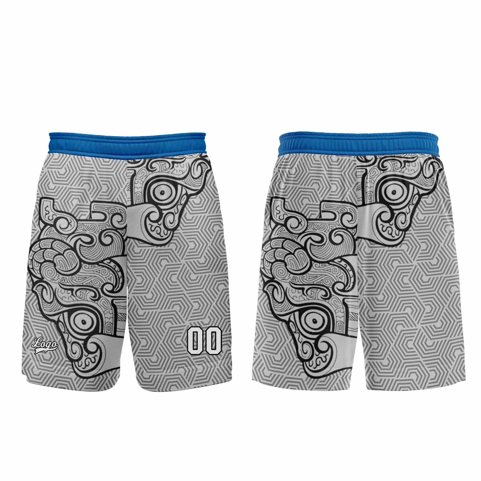 Custom Gray Blue Basketball Jersey Uniform Suit Printed Your Logo Name Number