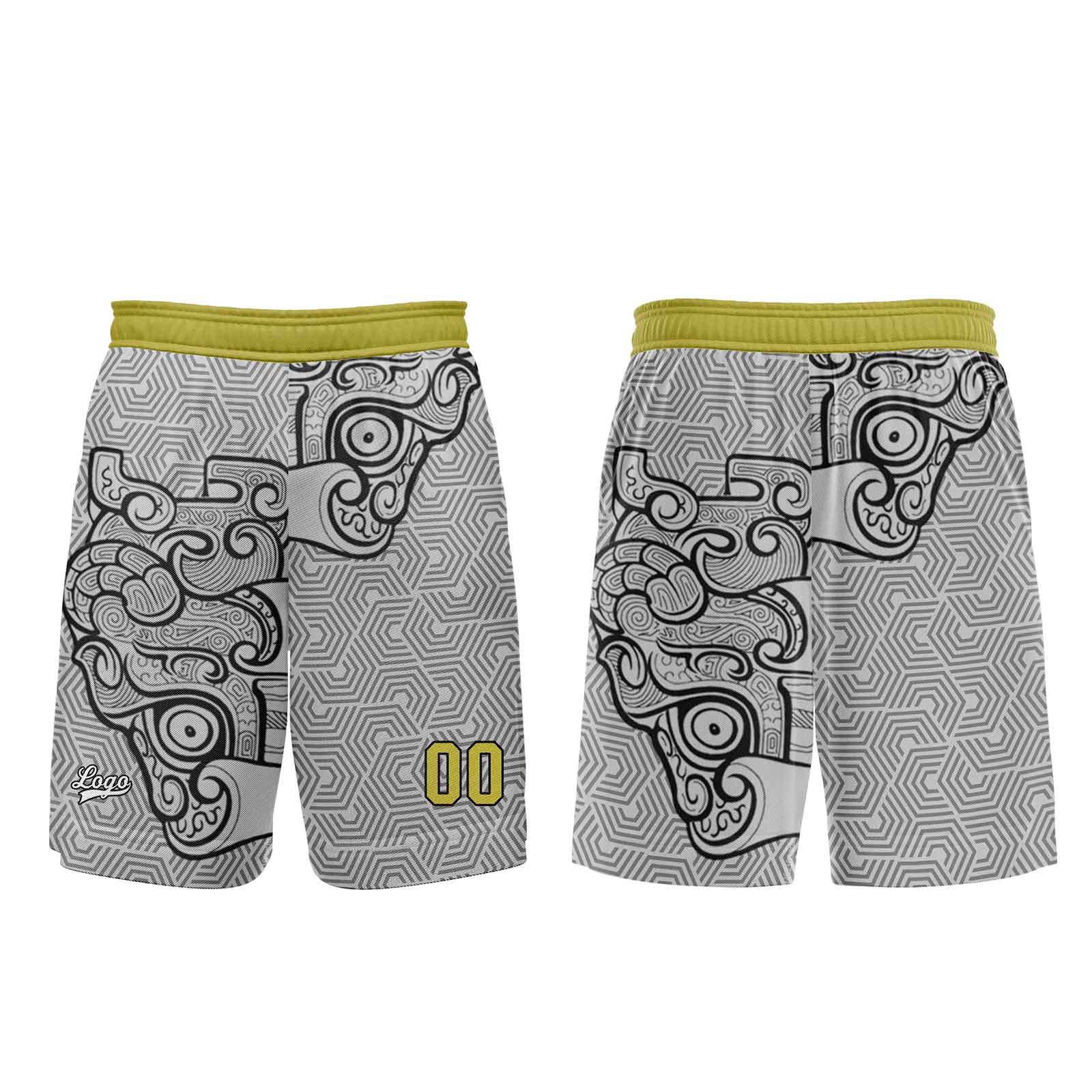 Custom Gray Yellow Basketball Jersey Uniform Suit Printed Your Logo Name Number