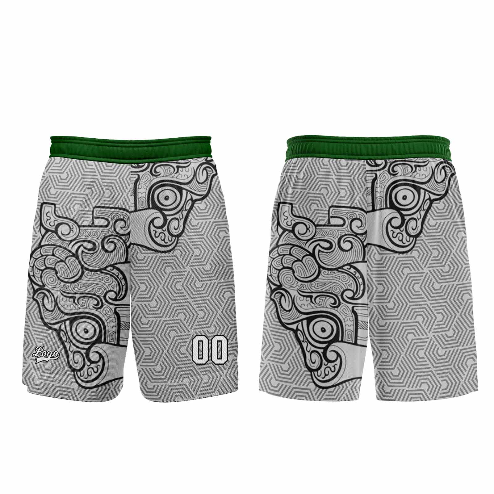 Custom Gray Green Basketball Jersey Uniform Suit Printed Your Logo Name Number
