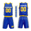 Custom Basketball Jersey Uniform Suit Printed Your Logo Name Number Royal-Yellow