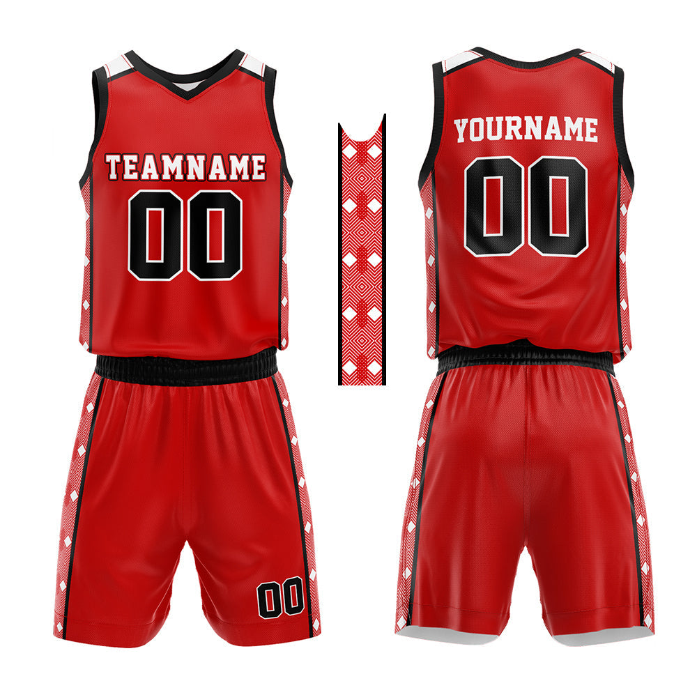 Custom Basketball Jersey Uniform Suit Printed Your Logo Name Number Red-Black