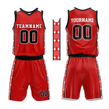 Custom Basketball Jersey Uniform Suit Printed Your Logo Name Number Red-Black
