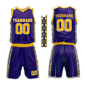 Custom Basketball Jersey Uniform Suit Printed Your Logo Name Number Purple-Yellow