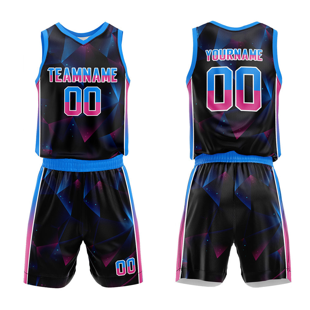Custom Basketball Jersey Uniform Suit Printed Your Logo Name Number Black-Royal-Orange
