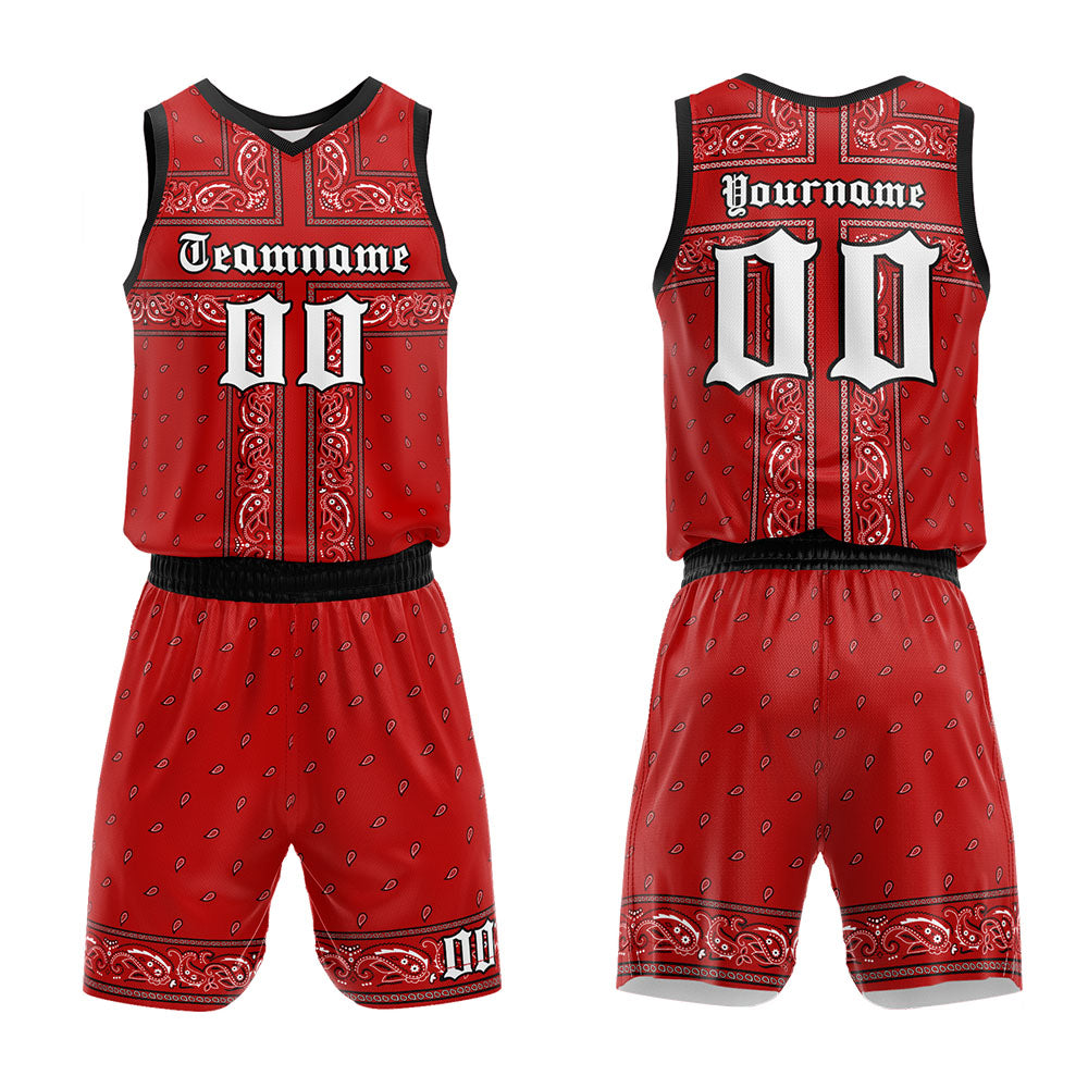 Custom Basketball Jersey Uniform Suit Printed Your Logo Name Number Red-Black