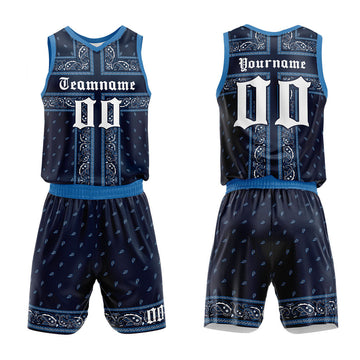 Custom Basketball Jersey Uniform Suit Printed Your Logo Name Number Navy-Blue