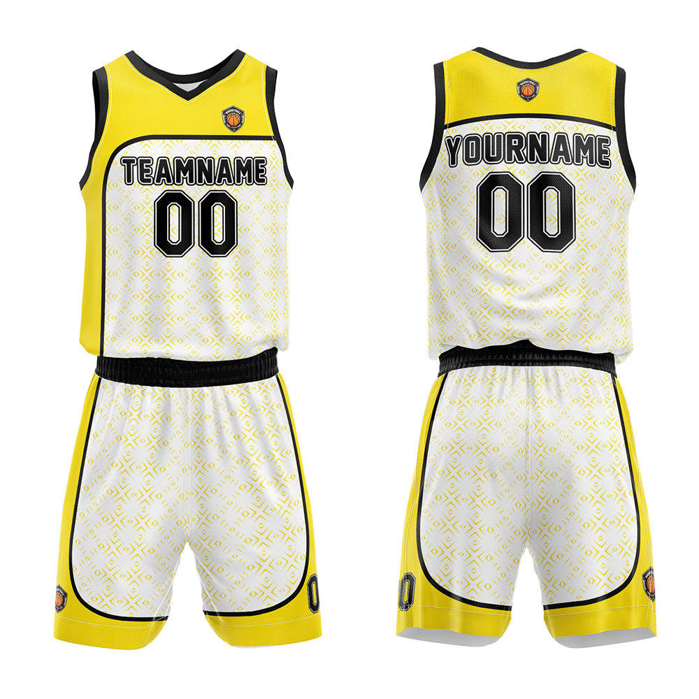 Custom Basketball Jersey Uniform Suit Printed Your Logo Name Number Yellow