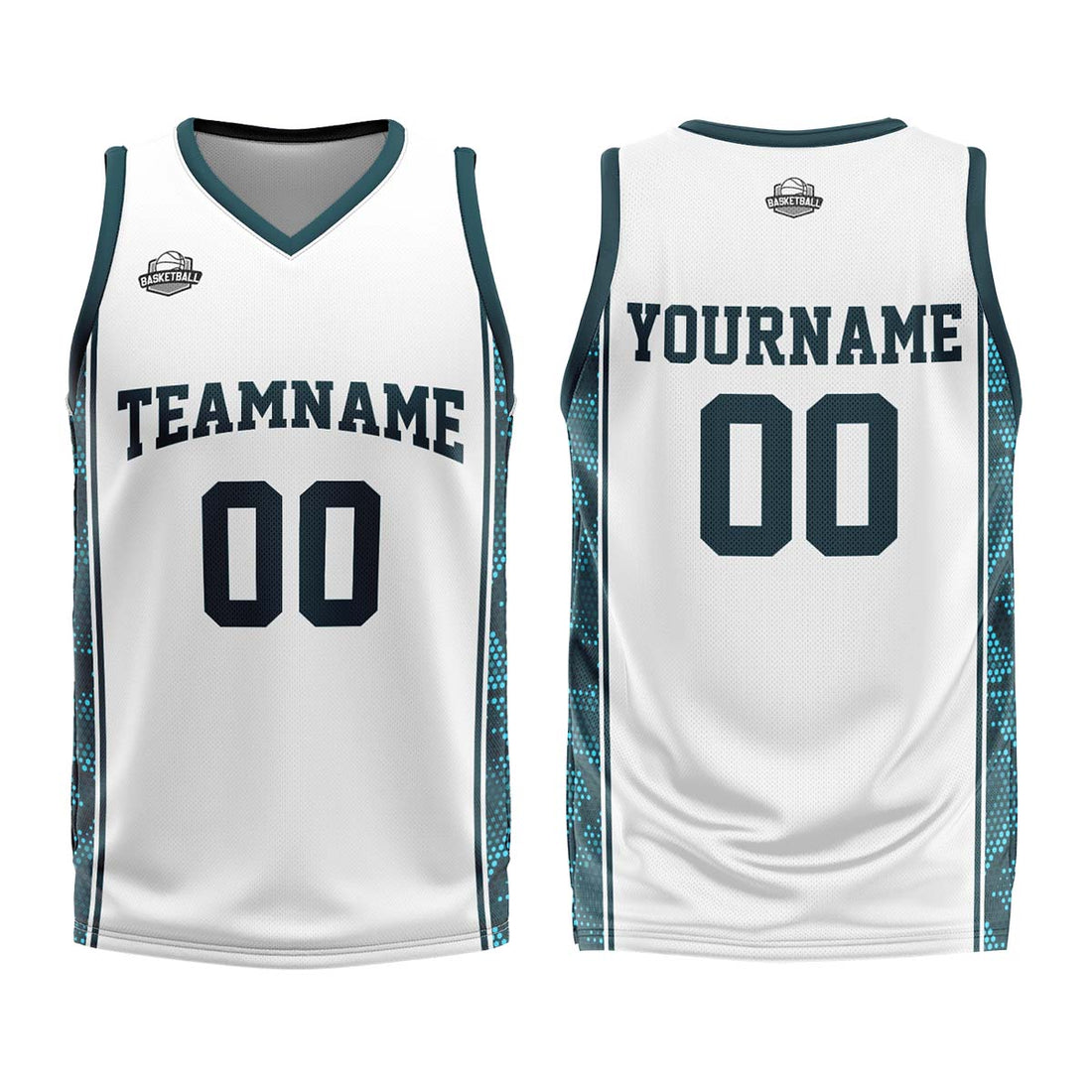 Custom White Dark Green Basketball Jersey Uniform Suit Printed Your Logo Name Number