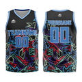 Custom Damaged geometry Blue Basketball Jersey Uniform Suit Printed Your Logo Name Number