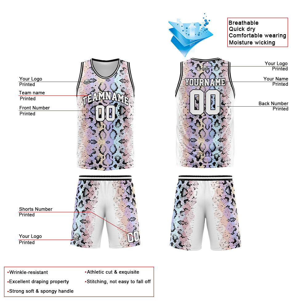 Custom Basketball Jersey Uniform Suit Printed Your Logo Name Number Serpentine