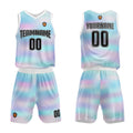 Custom Basketball Jersey Uniform Suit Printed Your Logo Name Number Cyan
