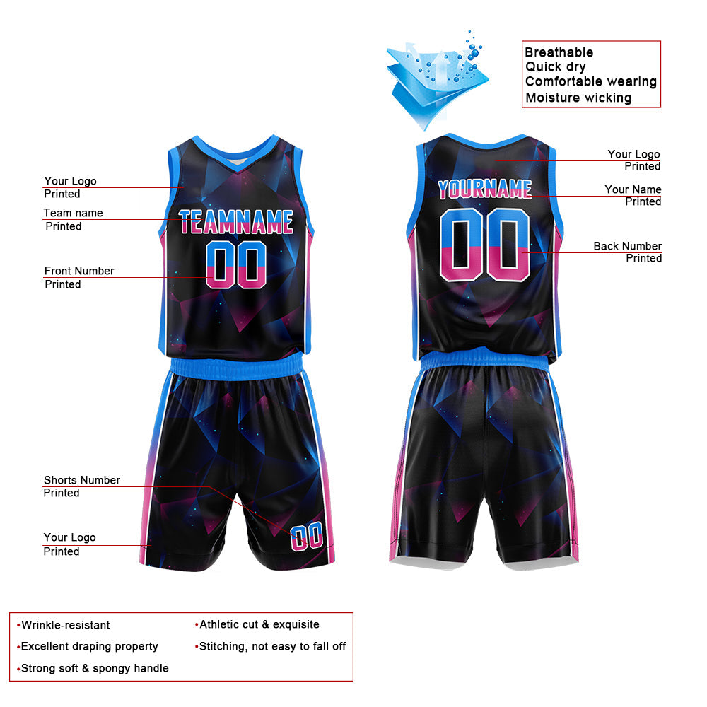 Custom Basketball Jersey Uniform Suit Printed Your Logo Name Number Black-Royal-Orange
