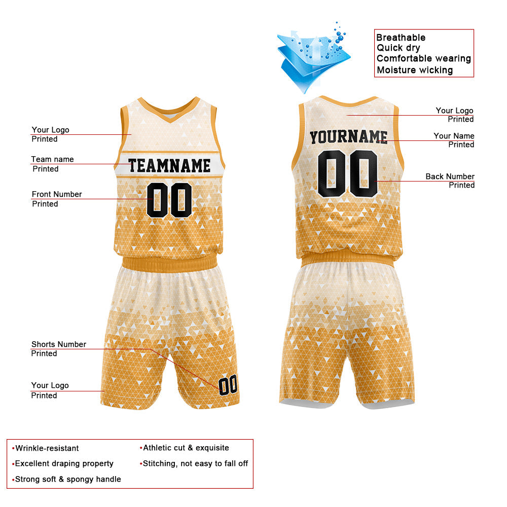 Custom Basketball Jersey Uniform Suit Printed Your Logo Name Number Yellow