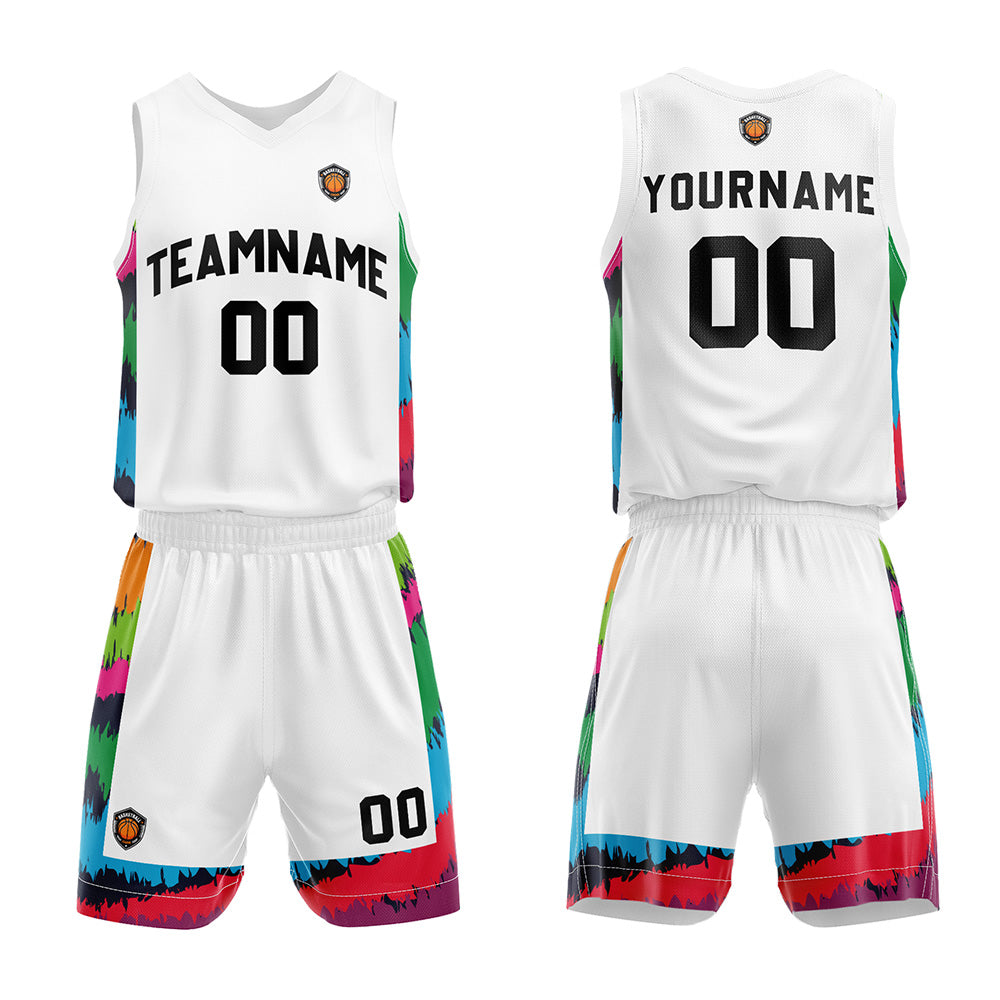 Custom Basketball Jersey Uniform Suit Printed Your Logo Name Number White