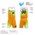 Custom Basketball Jersey Uniform Suit Printed Your Logo Name Number White-Green-Orange