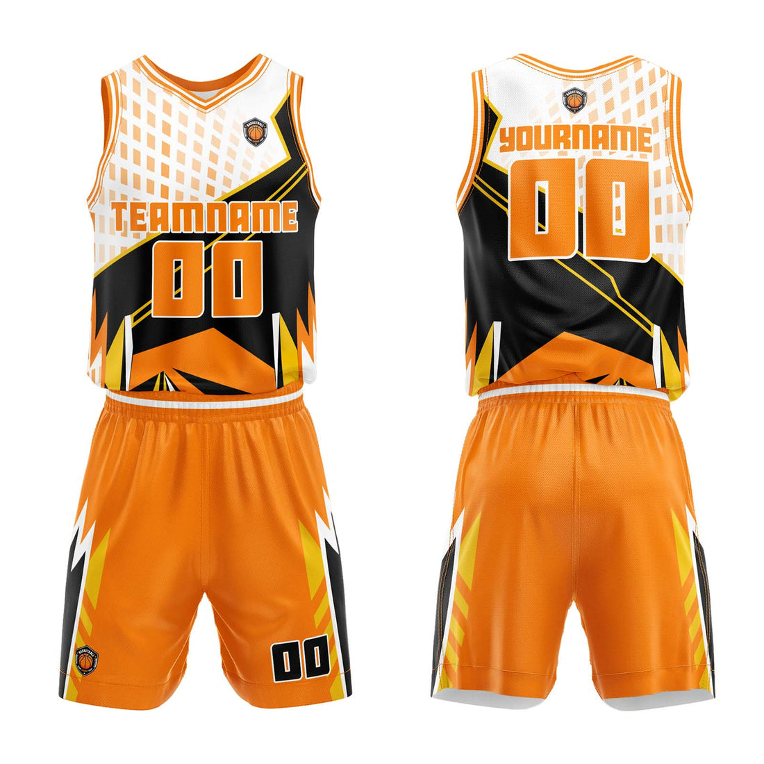 Custom Orange Basketball Jersey Uniform Suit Printed Your Logo Name Number
