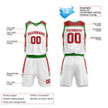 Custom Basketball Jersey Uniform Suit Printed Your Logo Name Number White-Red-Green