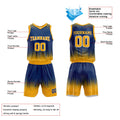 Custom Basketball Jersey Uniform Suit Printed Your Logo Name Number Navy-Yellow